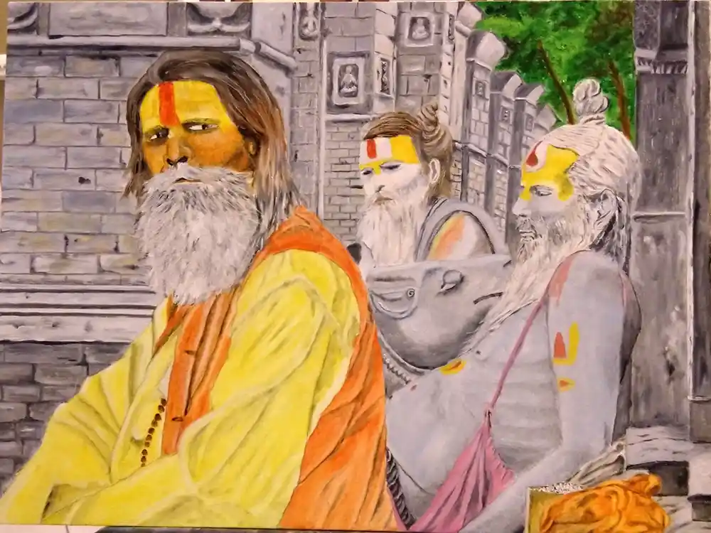 Colours of Kashi, Oil Painting, Realistic, Religious, Home decor, Wall decor, Artwork, Handpainted, Art, Painting, VistaPallett